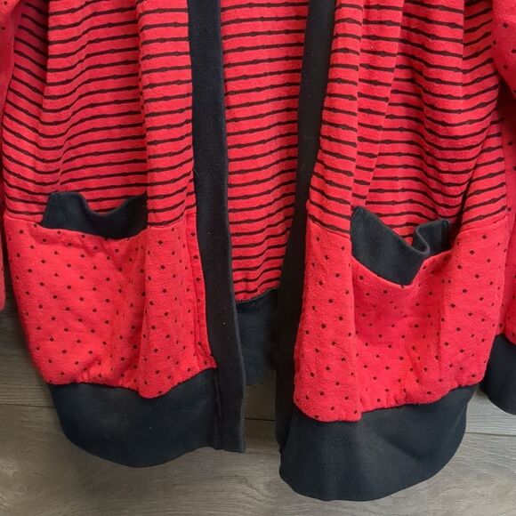 Lori From California Red and Black Striped Cardigan Womens Size XL - Picture 2 of 6